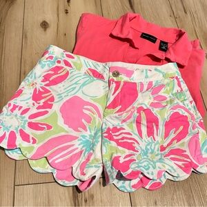 Lilly Pulitzer Don’t Give A Cluck Buttercup Shorts w/free NY & Co XS polo shirt